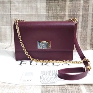 Furla 1927 Burgundy Cross Body Bag Calf Leather